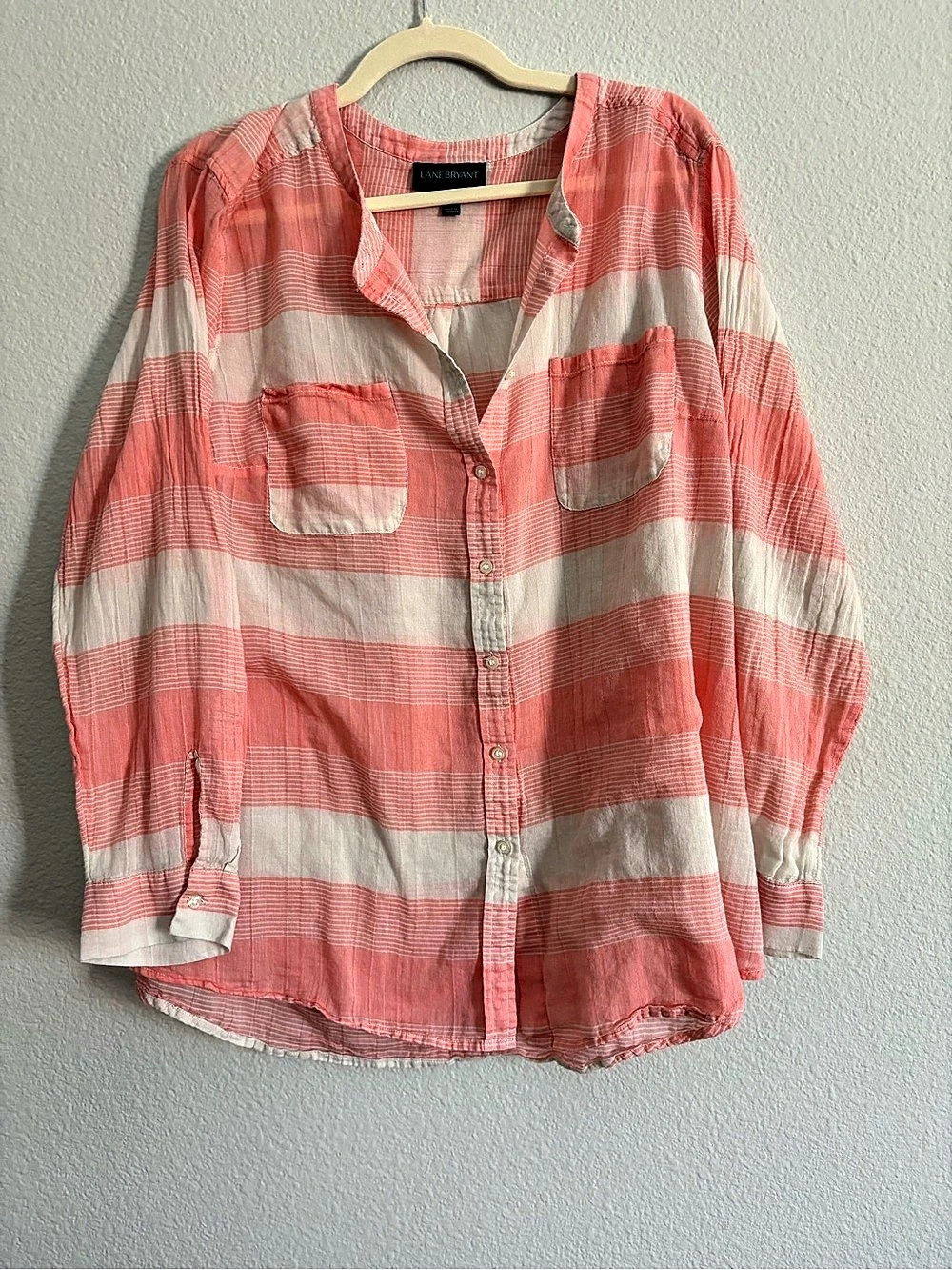 Lane Bryant Cotton Striped Button Down Size 18/20